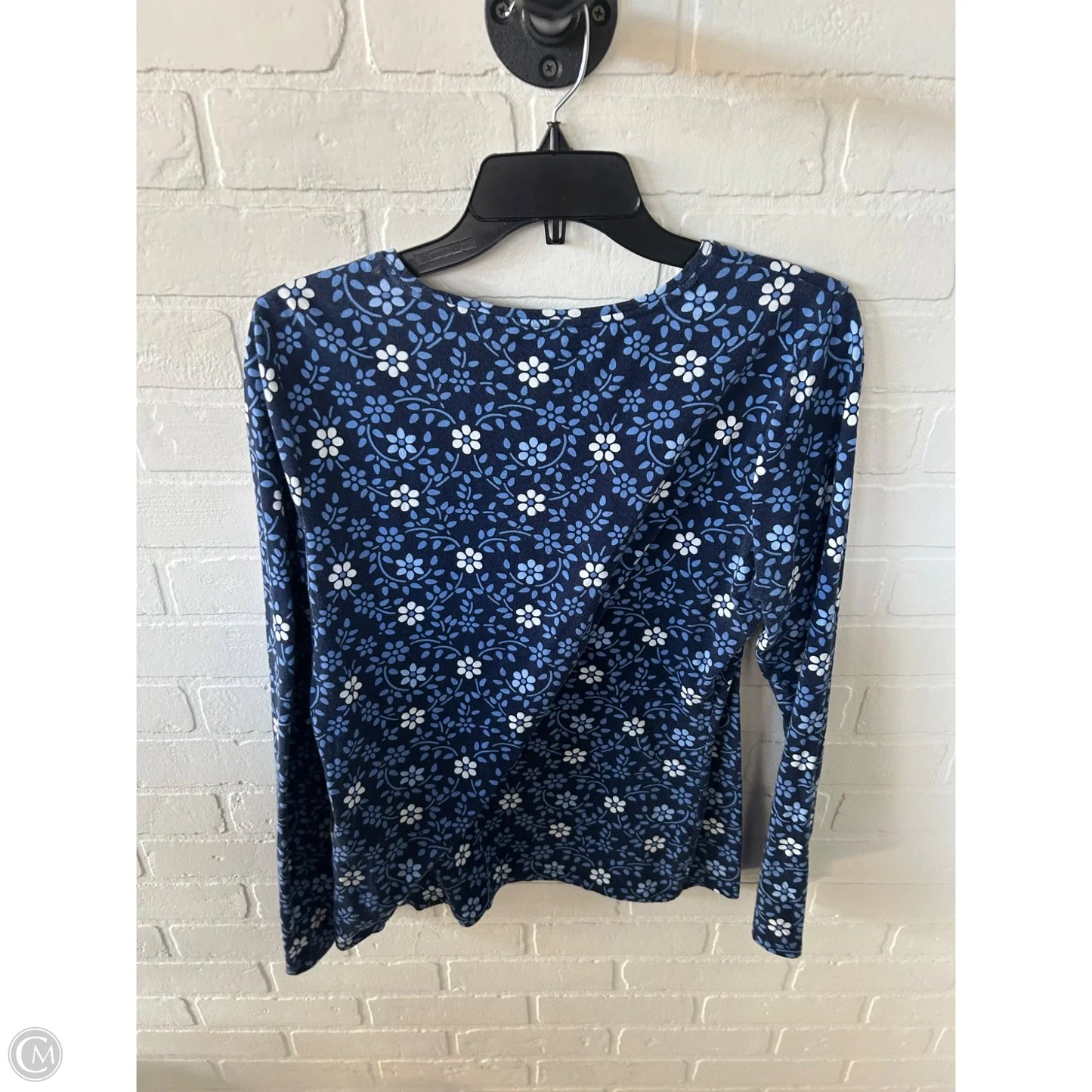 Top Long Sleeve By Talbots In Blue & White, Size: M