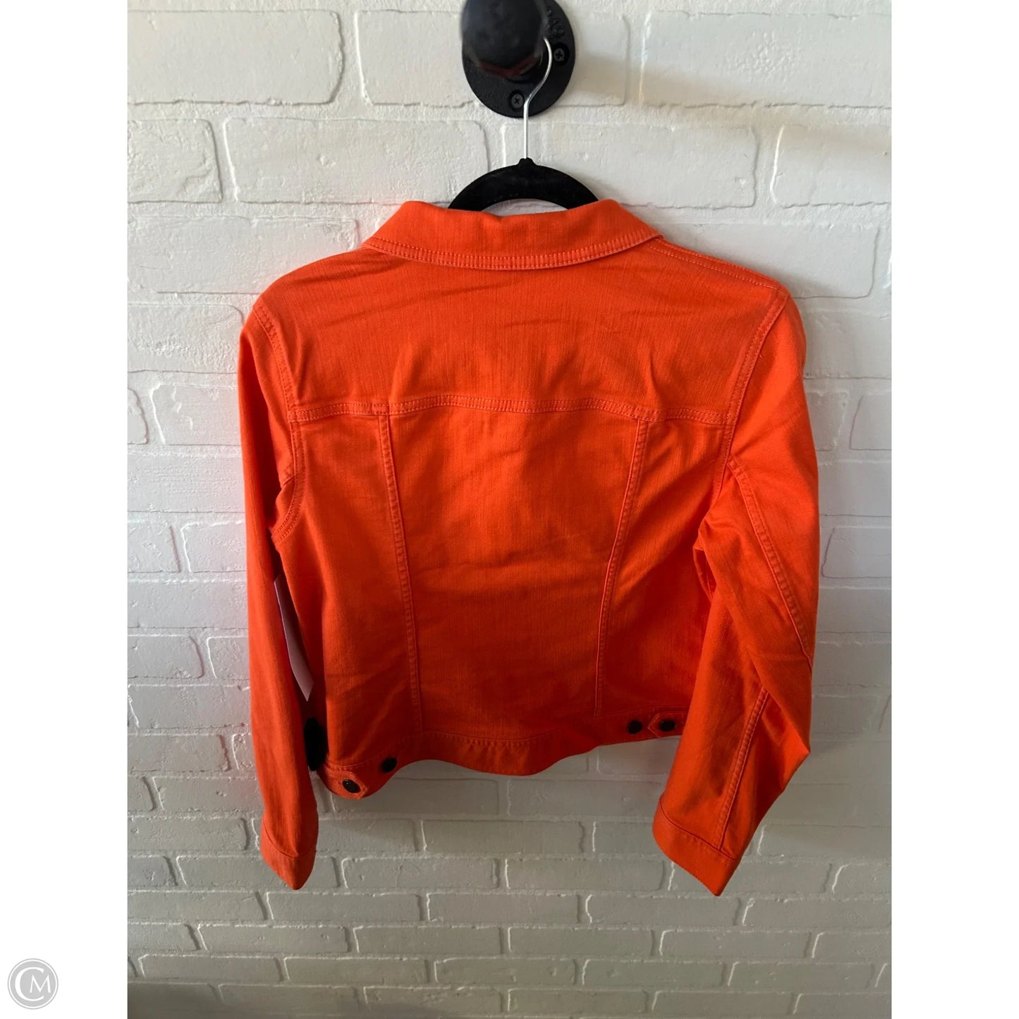 Jacket Denim By Talbots In Orange Denim, Size: M