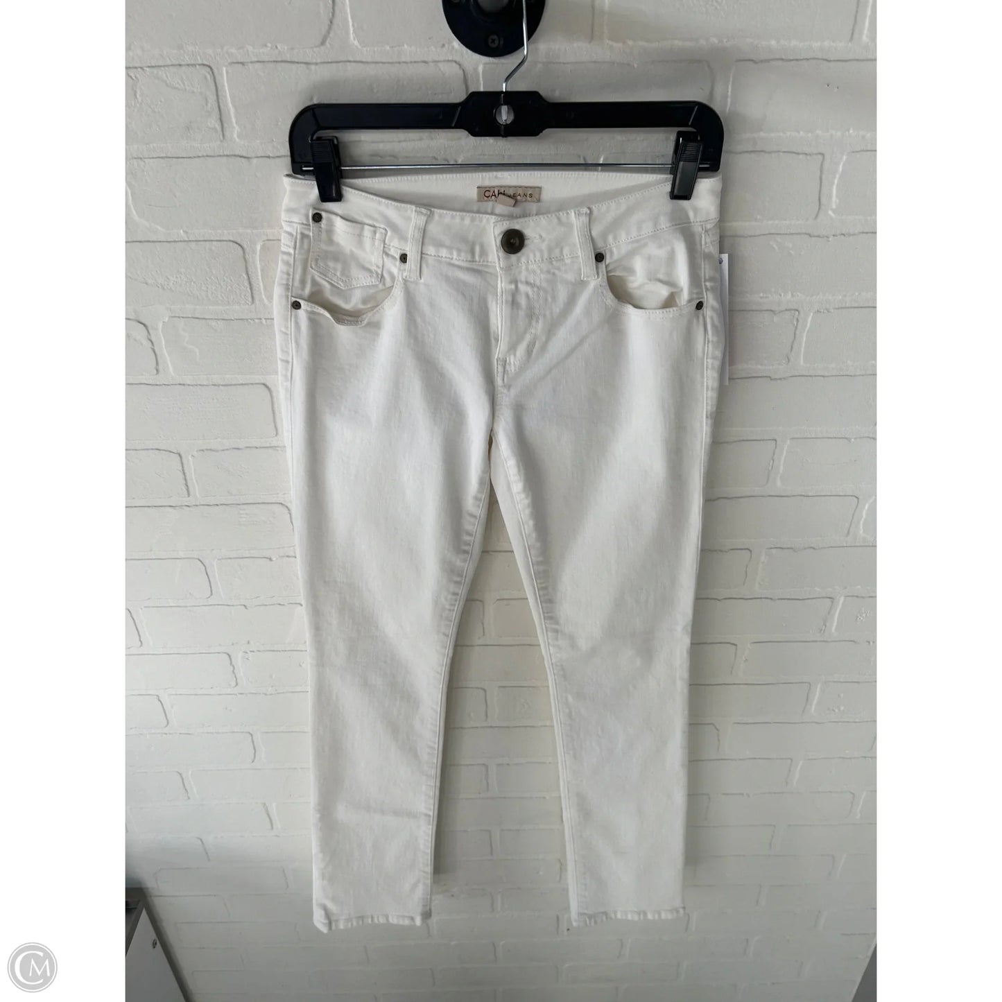 Jeans Straight By Cabi In White Denim, Size: 2