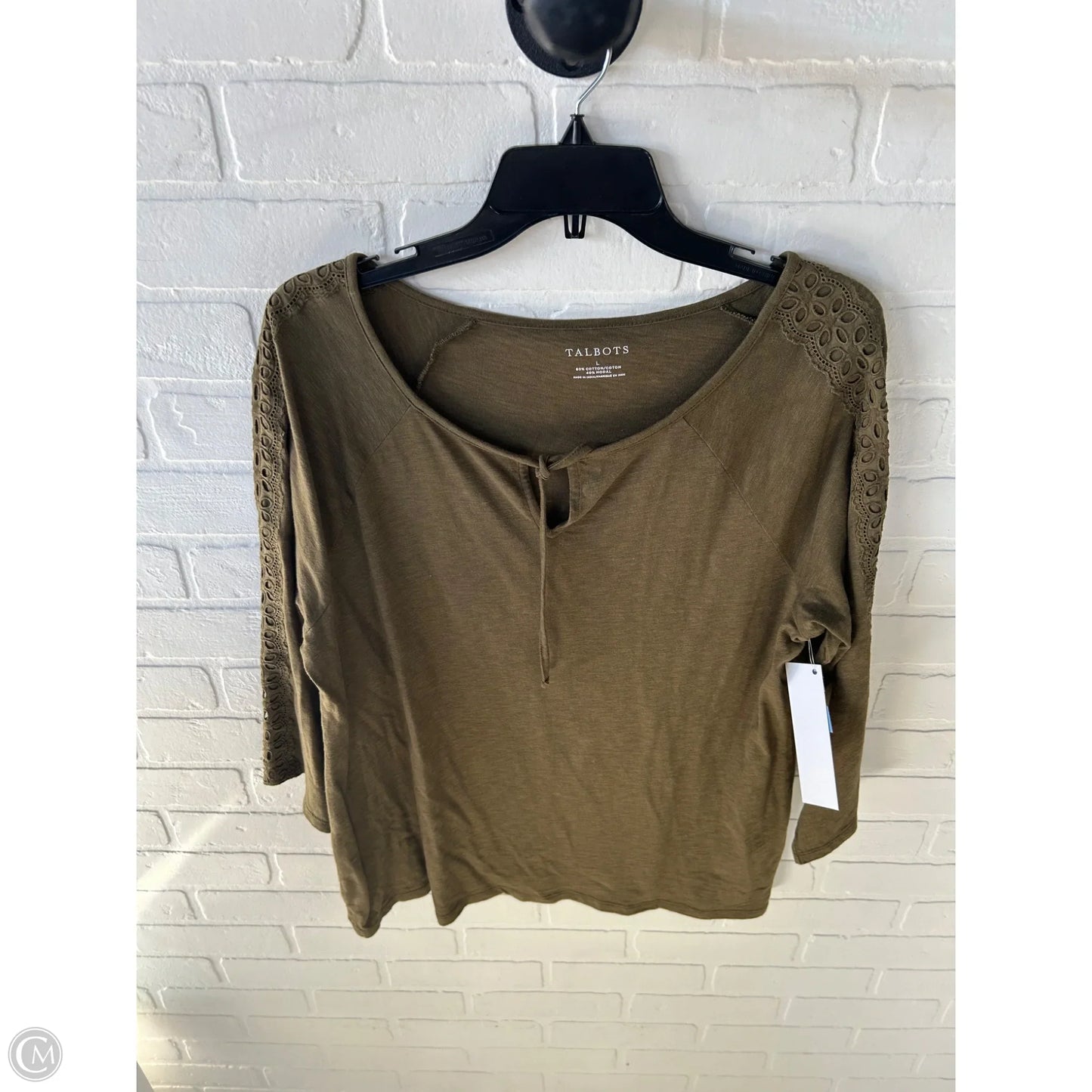 Top 3/4 Sleeve By Talbots In Green, Size: L