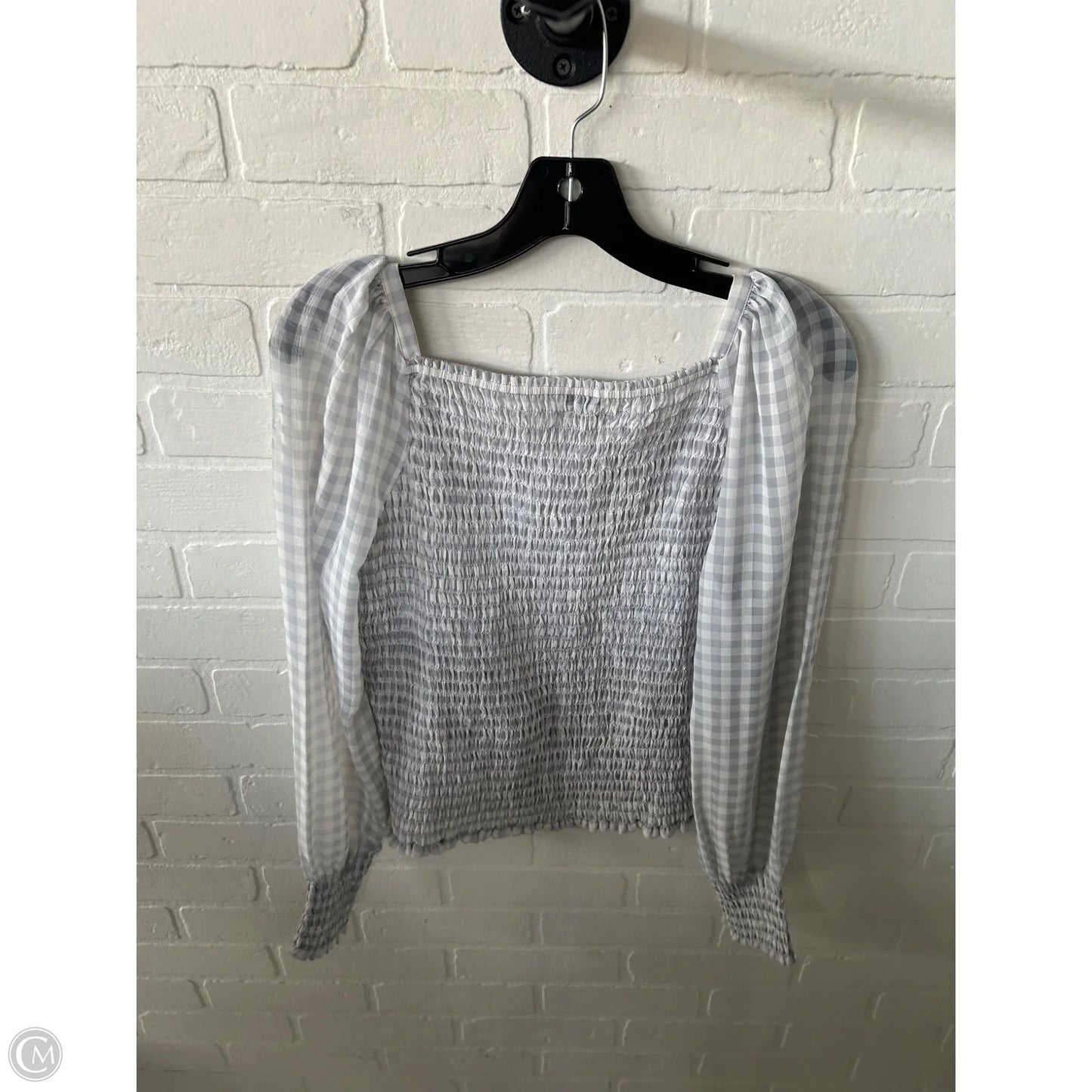 Blouse Long Sleeve By Ann Taylor In Blue & White, Size: M