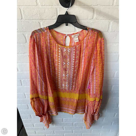 Top Long Sleeve By Sundance In Orange & Yellow, Size: Xl