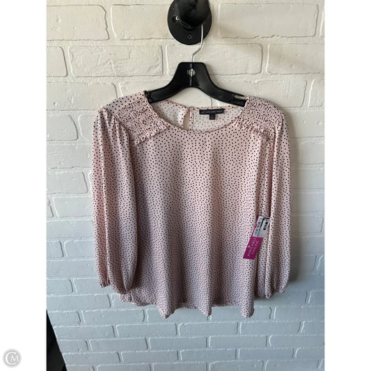 Blouse Long Sleeve By Adrianna Papell In Pink & White, Size: M