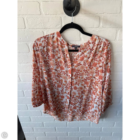 Top 3/4 Sleeve By Not Your Daughters Jeans In Orange & White, Size: S