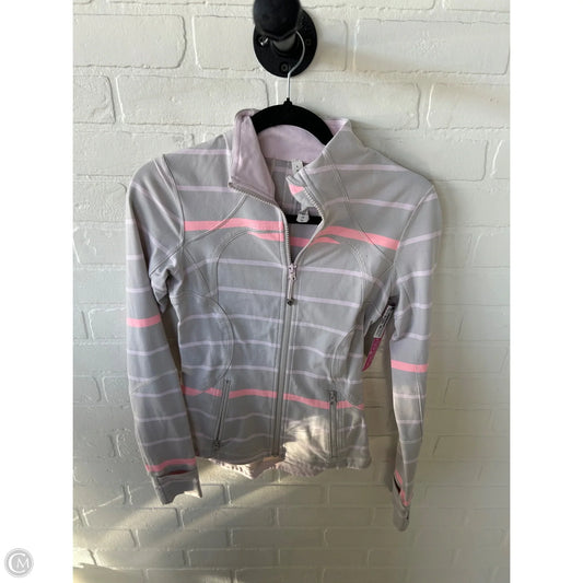 Athletic Top Long Sleeve Collar By Lululemon In Grey & Pink, Size: S