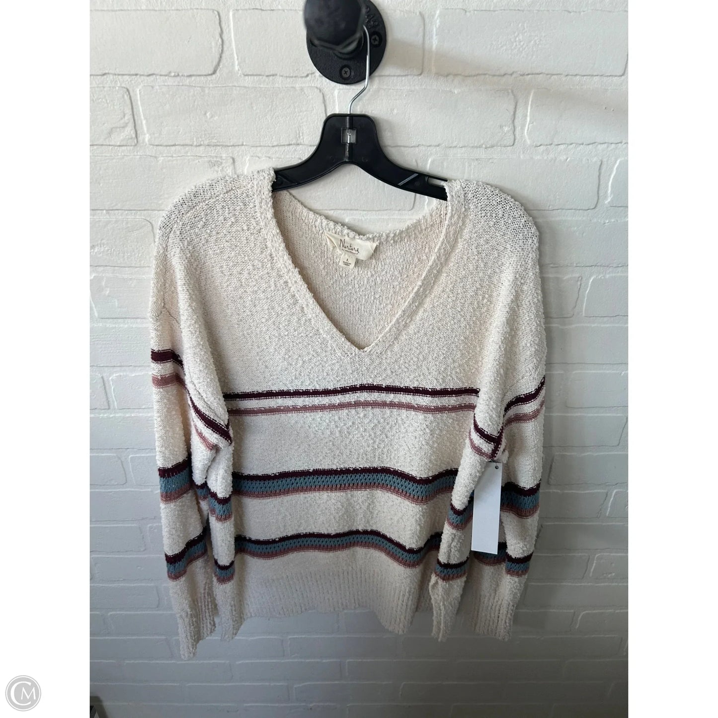 Sweater By West Bound In Cream & Pink, Size: L