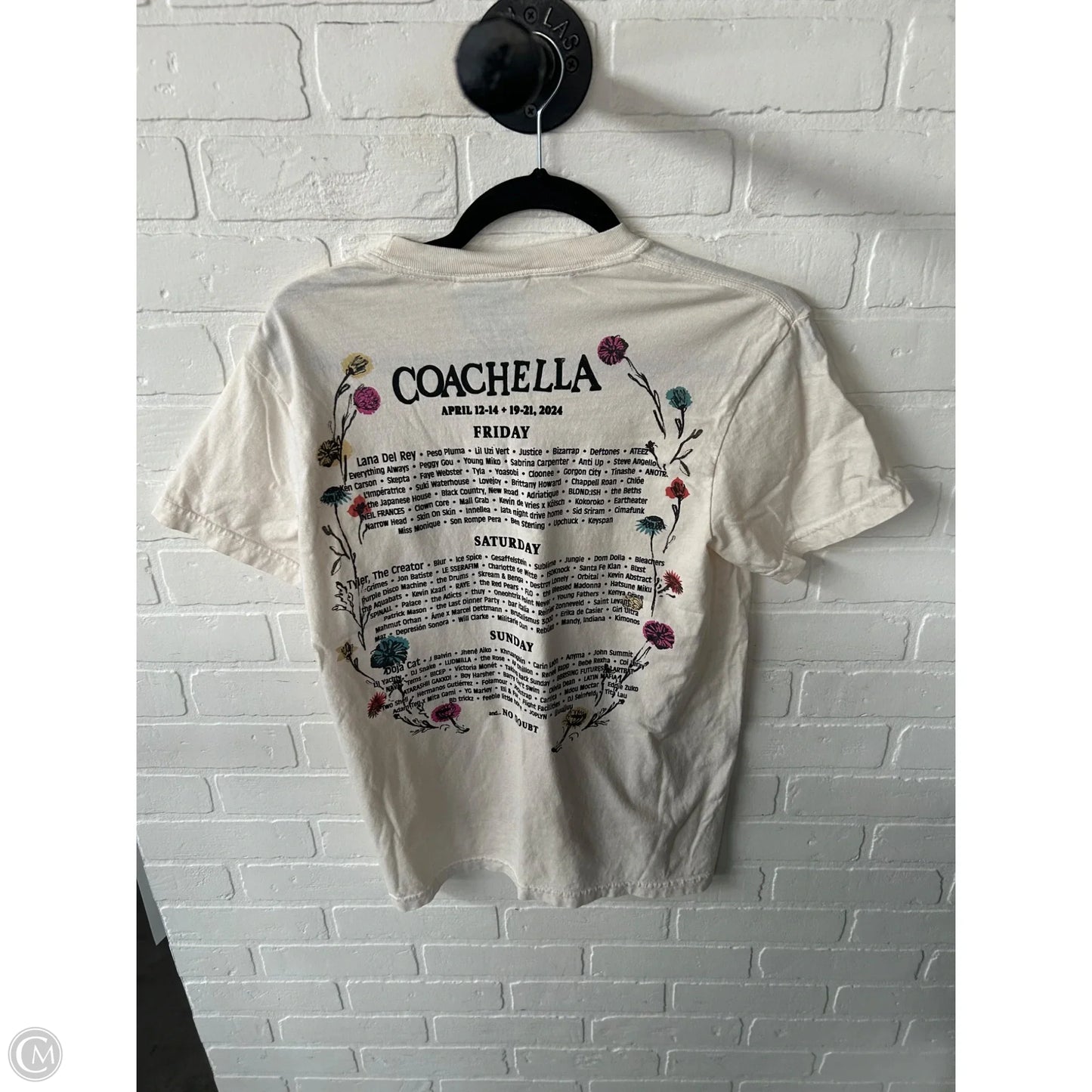 Top Short Sleeve Basic By Coachella In Cream & Pink, Size: S