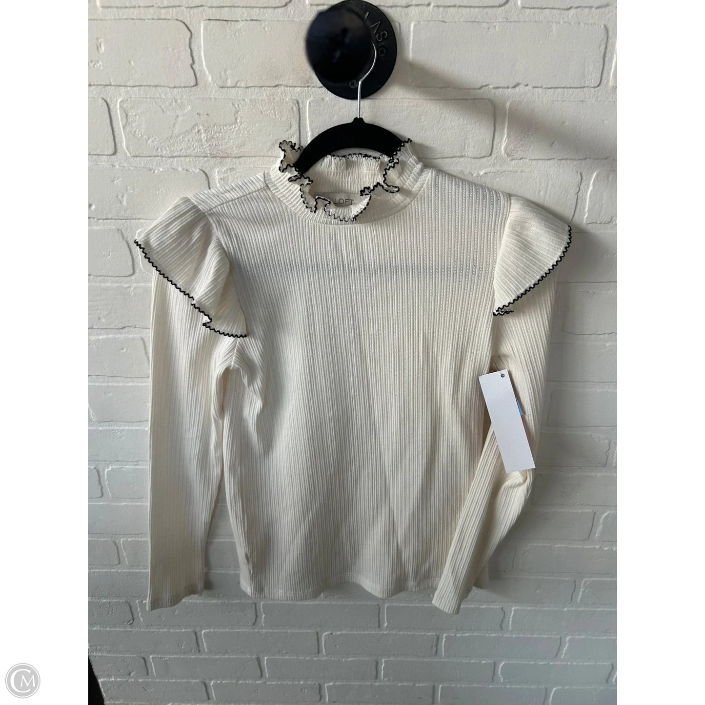 Top Long Sleeve By Loft In Cream, Size: S