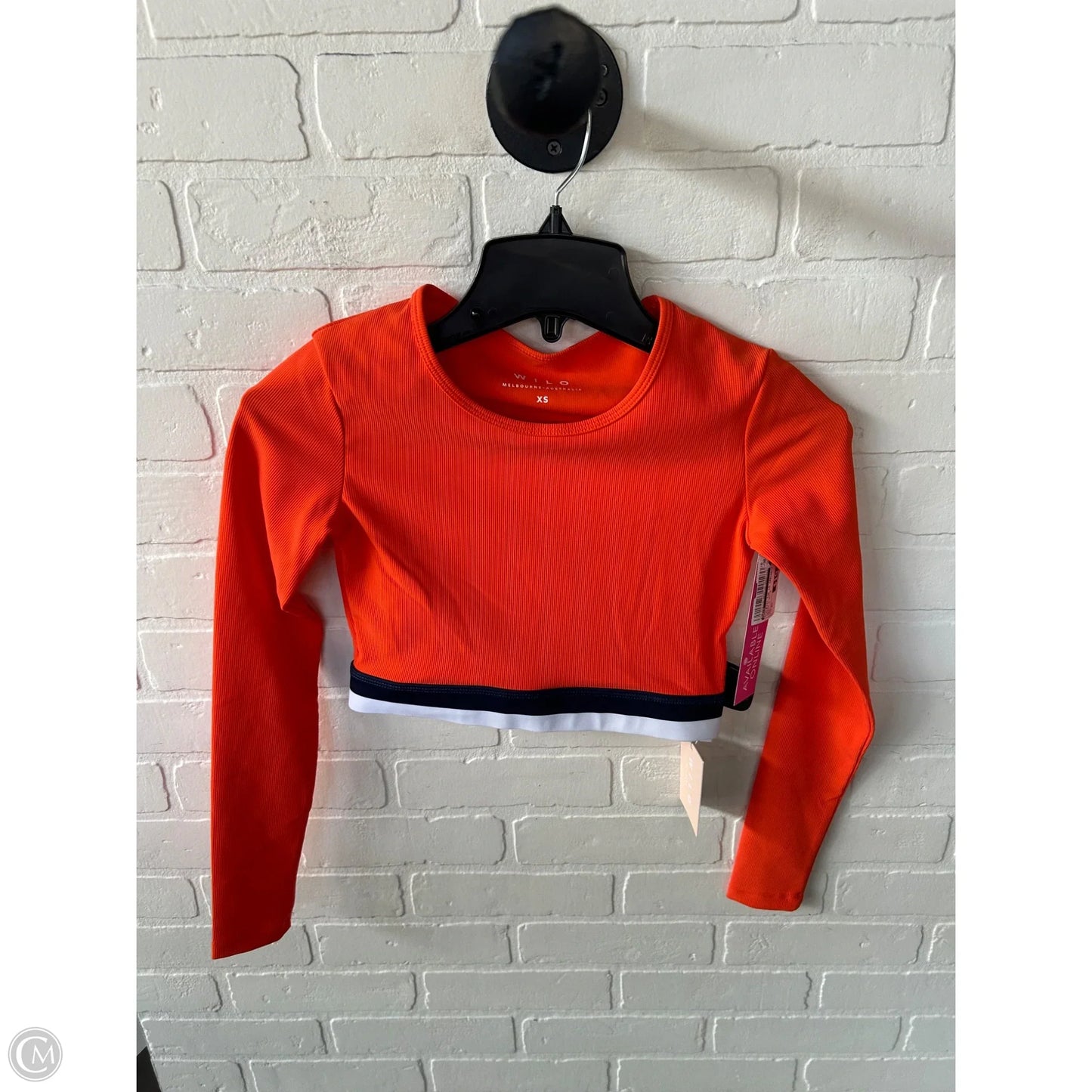 Athletic Top Long Sleeve Crewneck By Wilo In Orange & White, Size: Xs