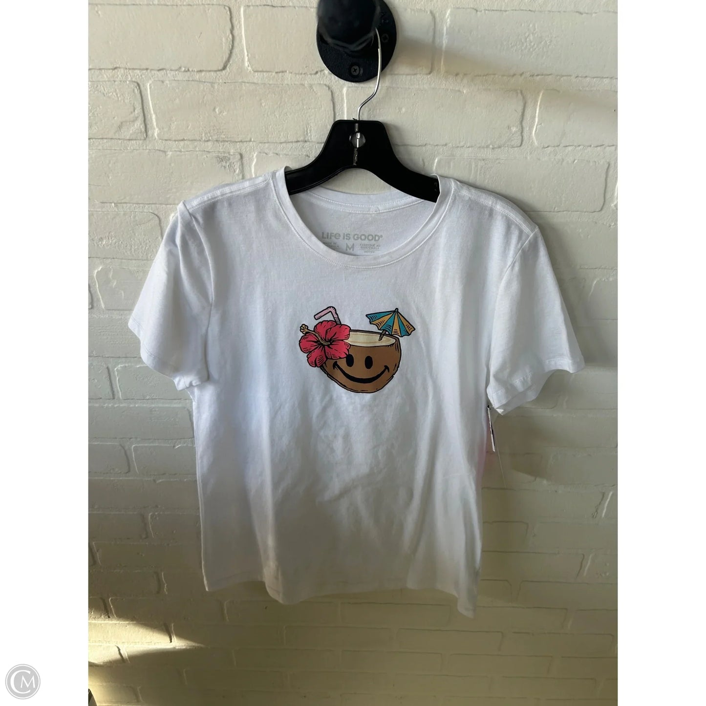 Top Short Sleeve By Life Is Good In White, Size: M