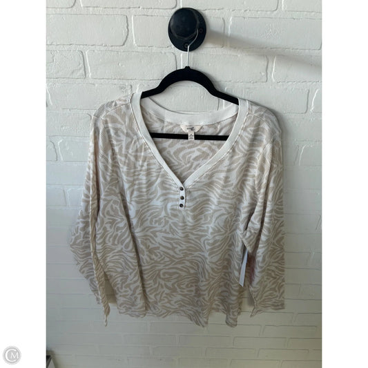 Top Long Sleeve By Terra & Sky In Tan & White, Size: 3x