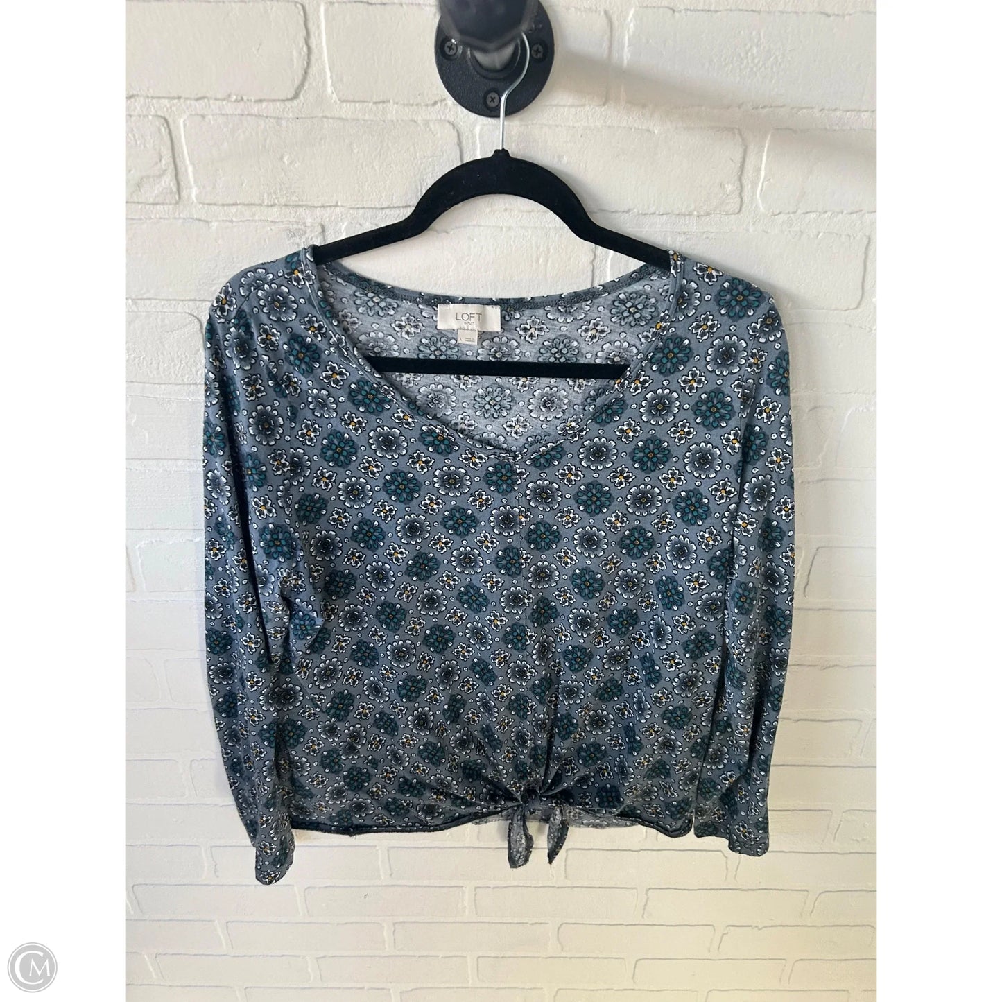 Top Long Sleeve By Loft In Blue & White, Size: L