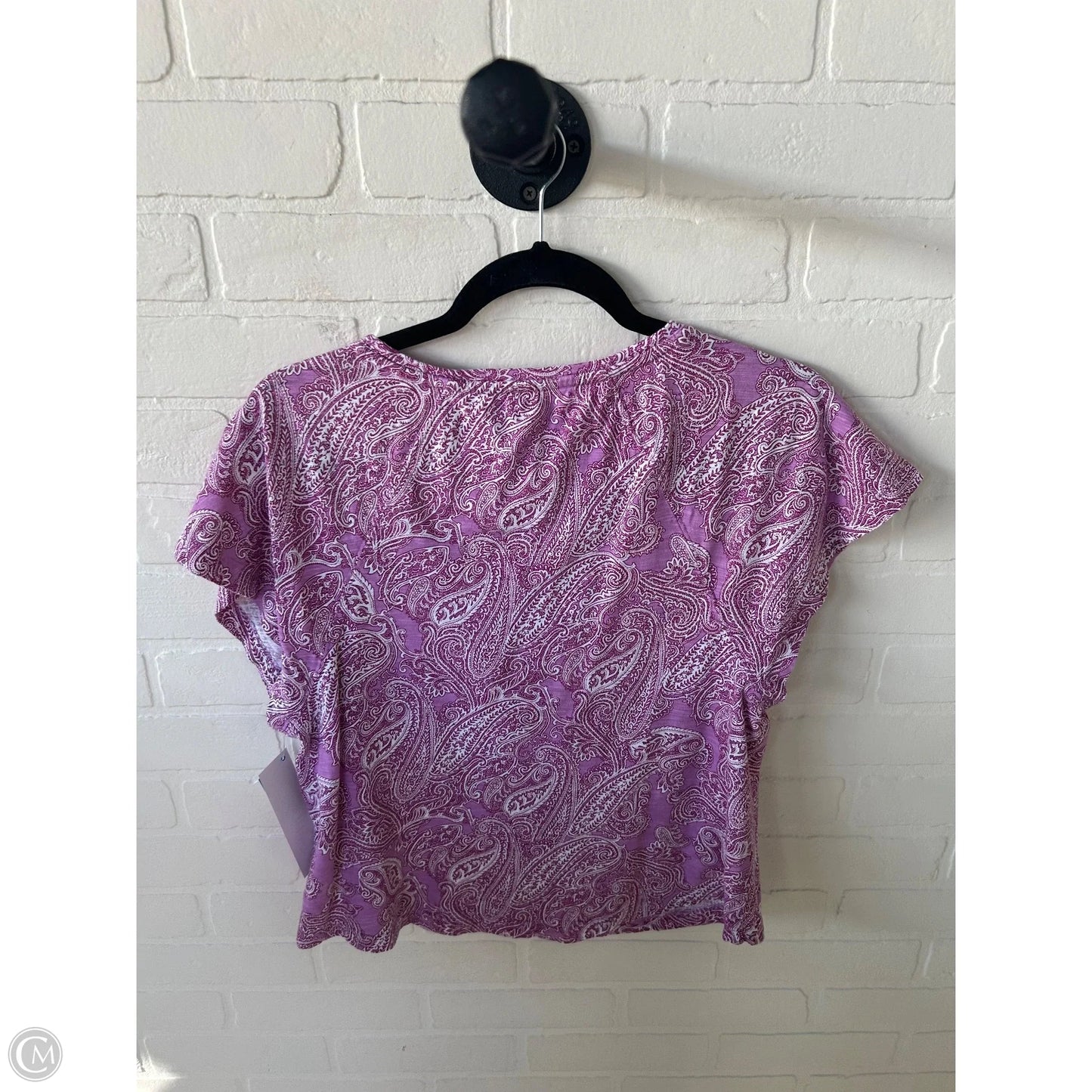 Top Short Sleeve By Chicos In Purple & White, Size: M