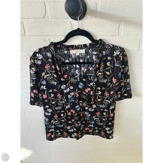 Top Short Sleeve By Loft In Black & Orange, Size: S