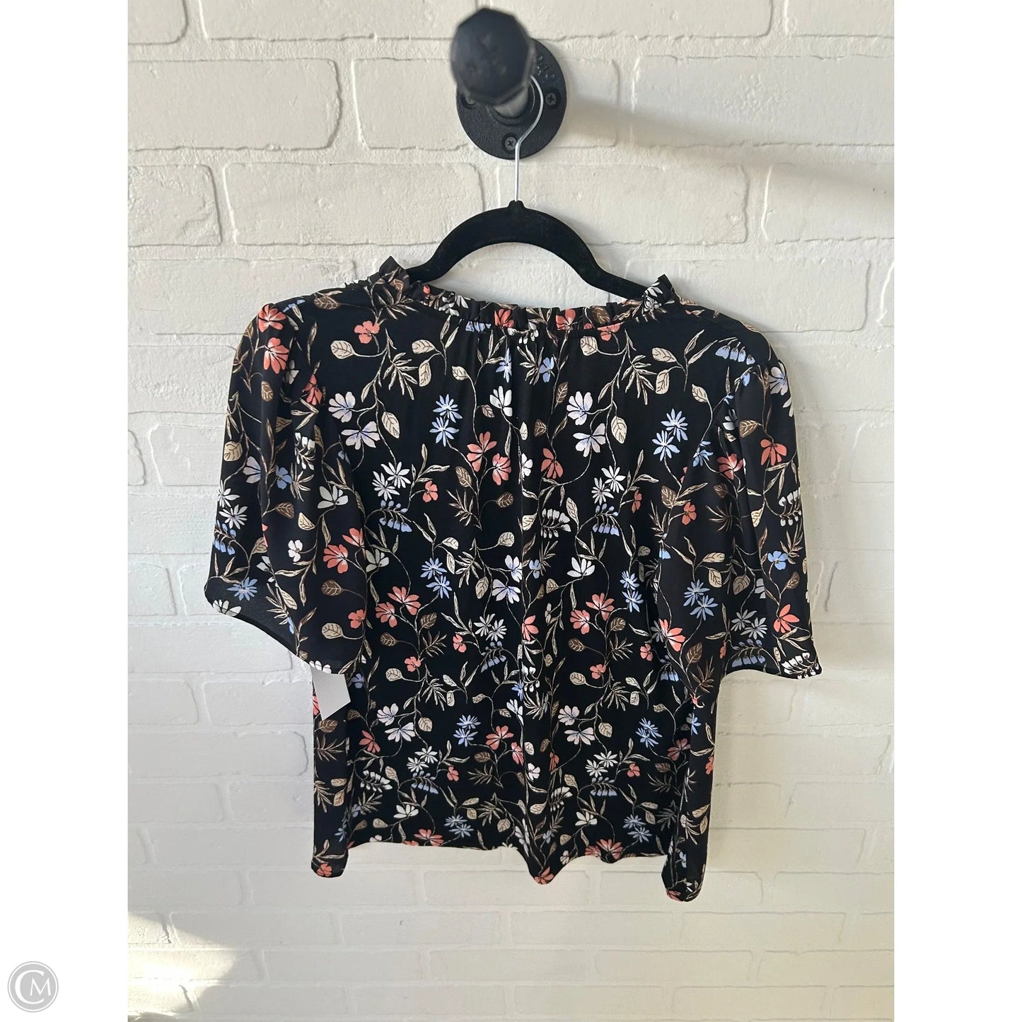 Top Short Sleeve By Loft In Black & Orange, Size: S