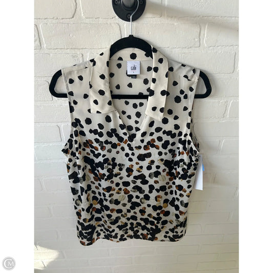 Blouse Sleeveless By Cabi In Black & Cream, Size: L