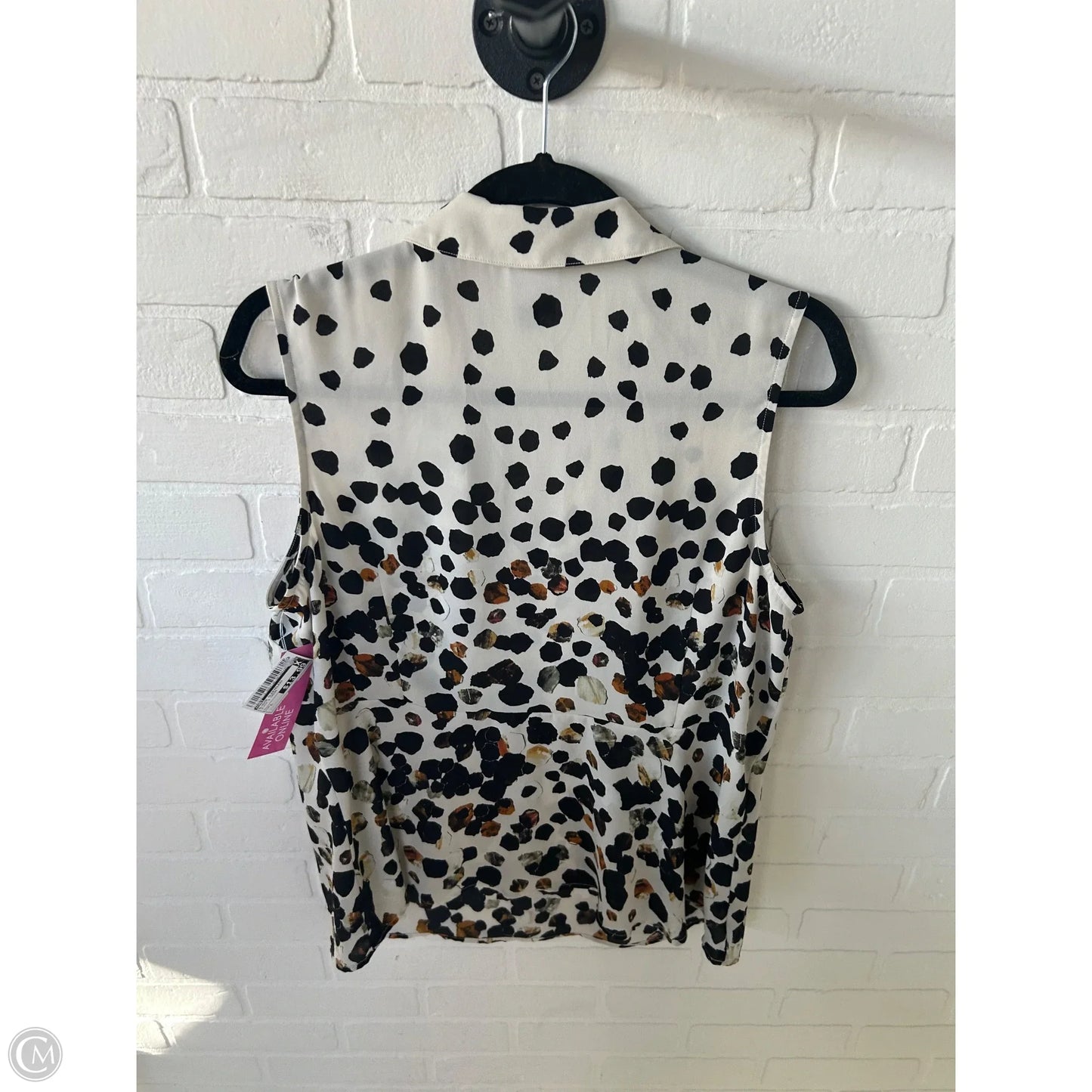 Blouse Sleeveless By Cabi In Black & Cream, Size: L