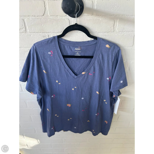 Top Short Sleeve By Sonoma In Blue & Pink, Size: Xl