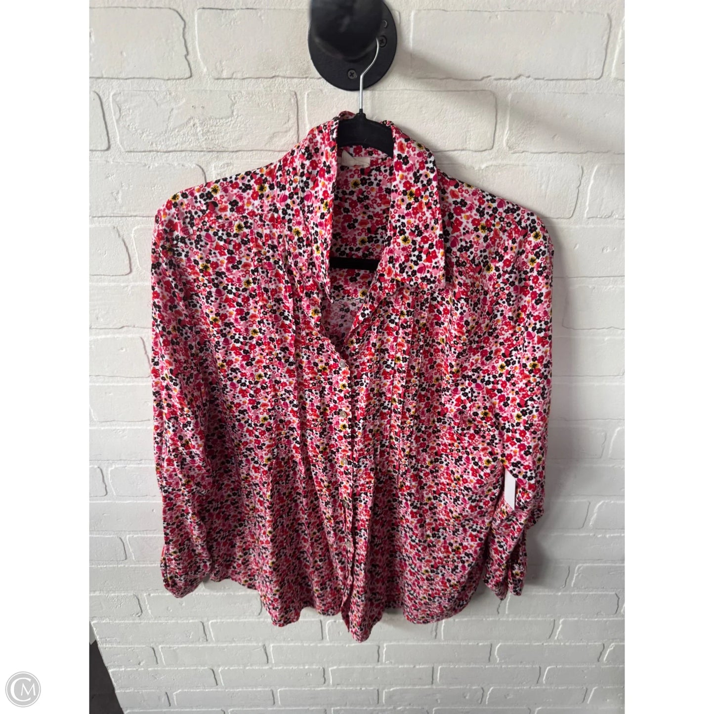 Blouse Long Sleeve By Jane And Delancey In Pink & Red, Size: Xl