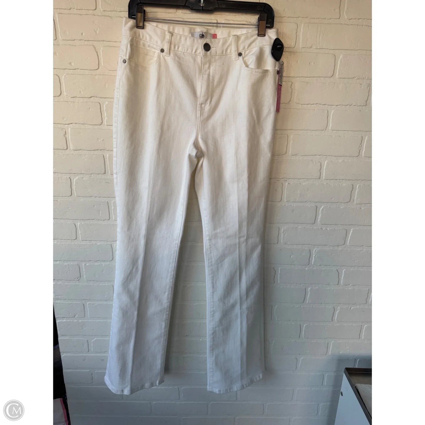 Jeans Straight By Cabi In White Denim, Size: 4