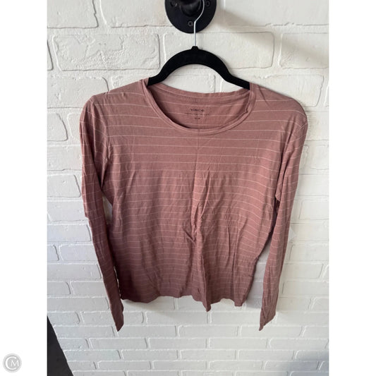 Top Long Sleeve Basic By Vince In Pink & White, Size: M