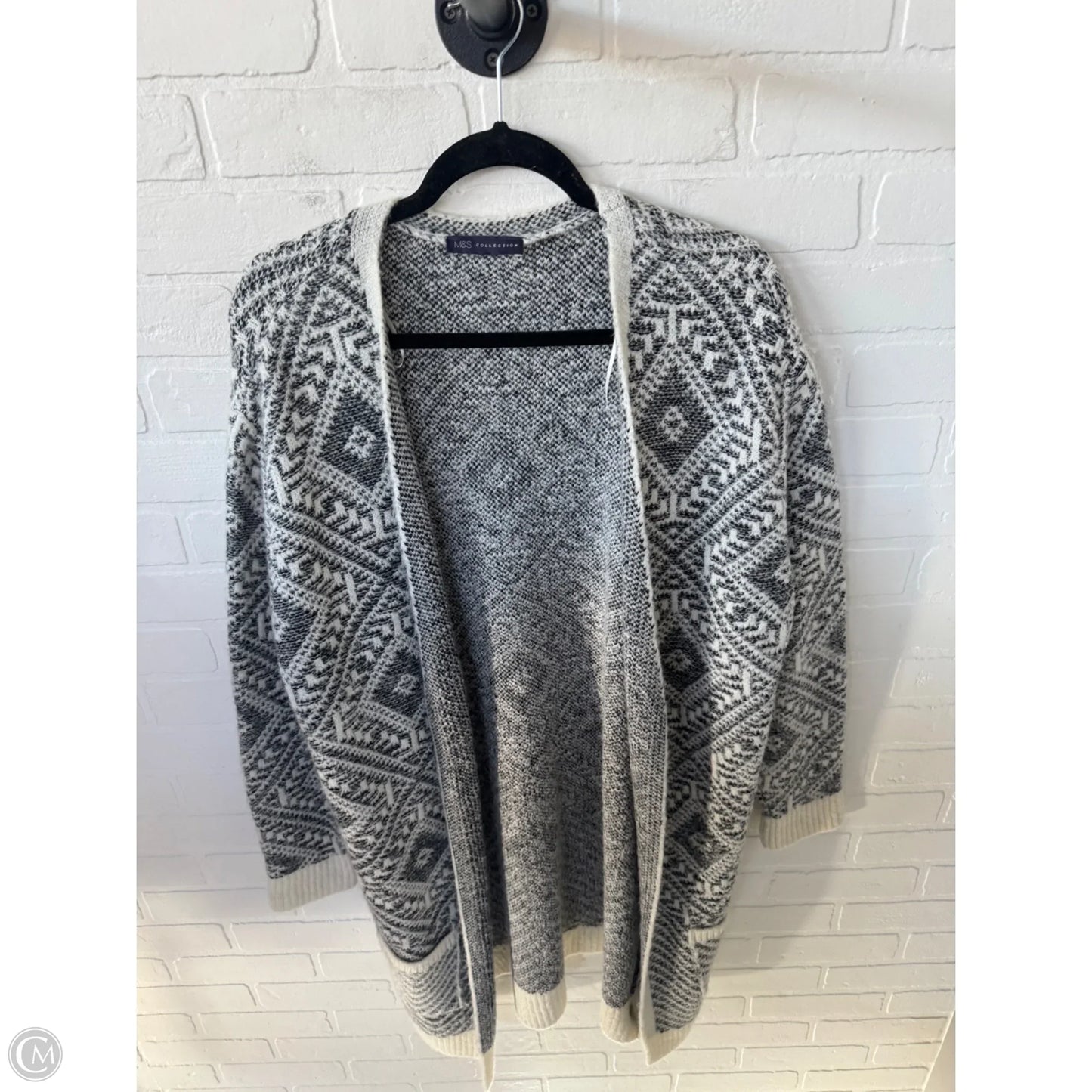 Sweater Cardigan By Cmc In Grey & White, Size: L