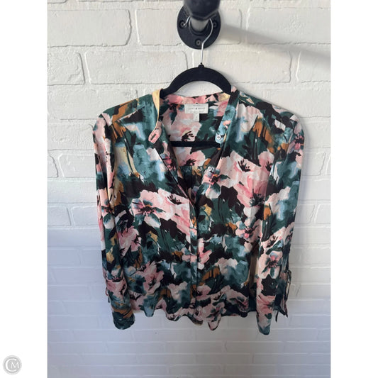 Blouse Long Sleeve By Lucky Brand In Green & Pink, Size: S