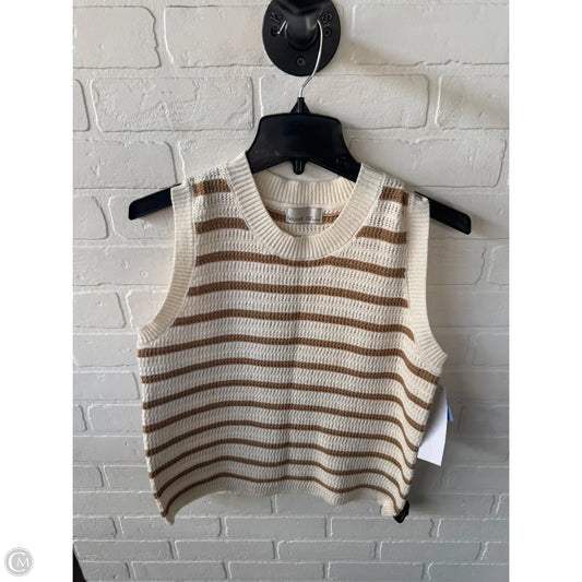 Vest Sweater By Be Cool In Brown & Cream, Size: M