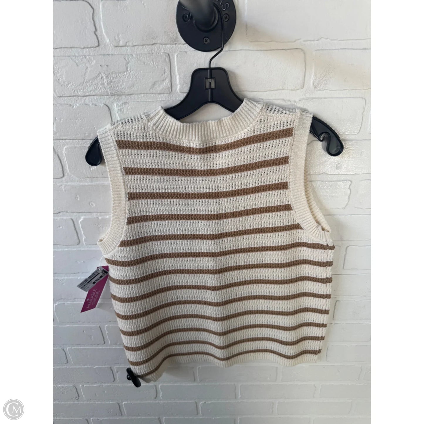 Vest Sweater By Be Cool In Brown & Cream, Size: M