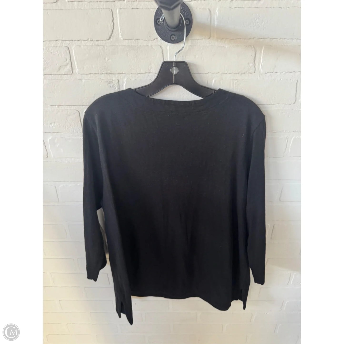 Top 3/4 Sleeve By Chicos In Black, Size: L
