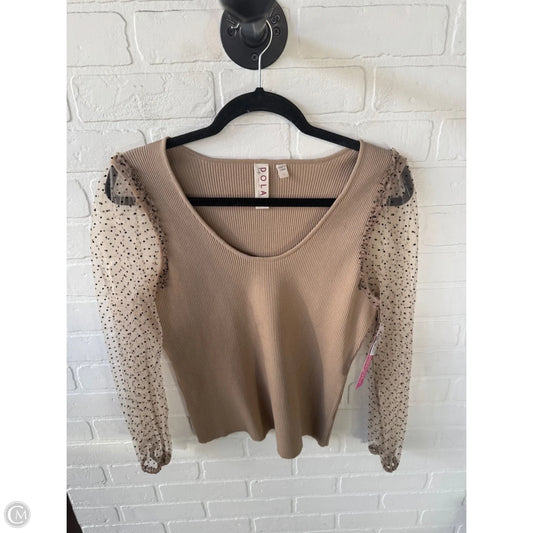Top Long Sleeve By Dolan Left Coast In Tan, Size: L