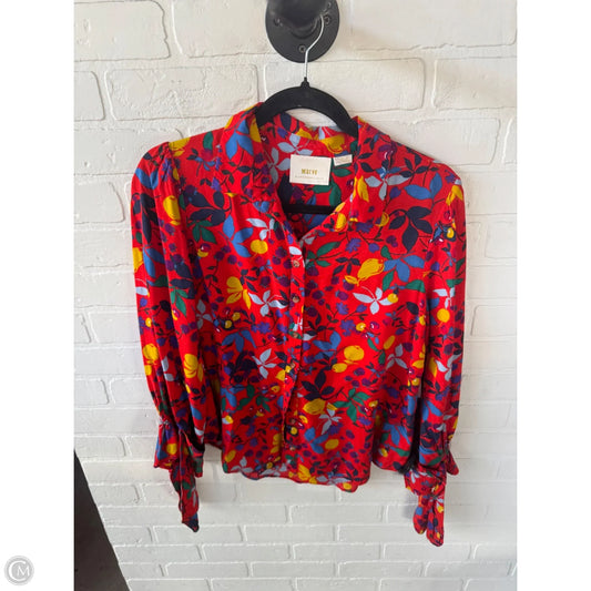 Blouse Long Sleeve By Maeve In Orange & Purple, Size: M