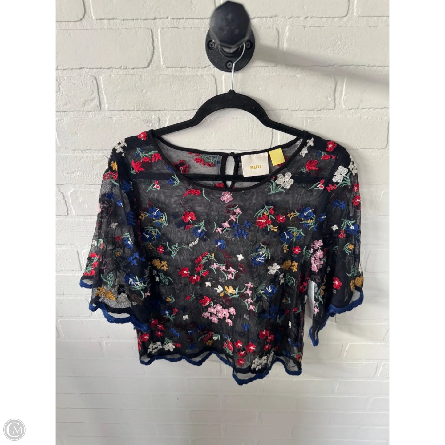 Top Short Sleeve By Maeve In Black & Red, Size: S