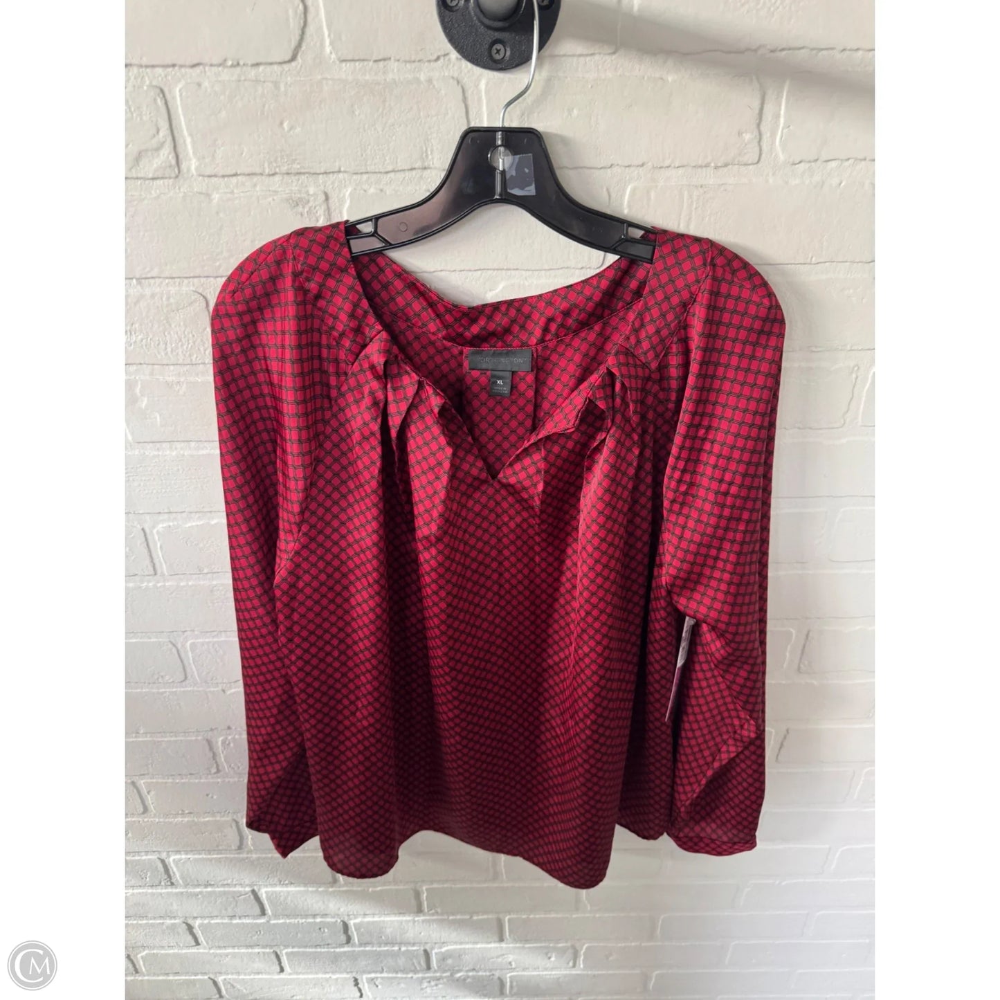 Blouse Long Sleeve By Worthington In Black & Red, Size: 0