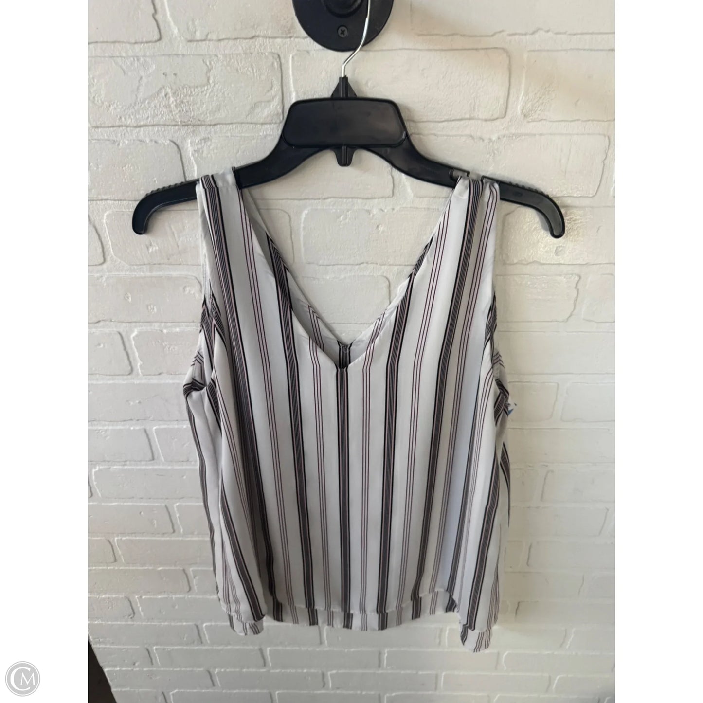 Blouse Sleeveless By Ann Taylor In Red & White, Size: L