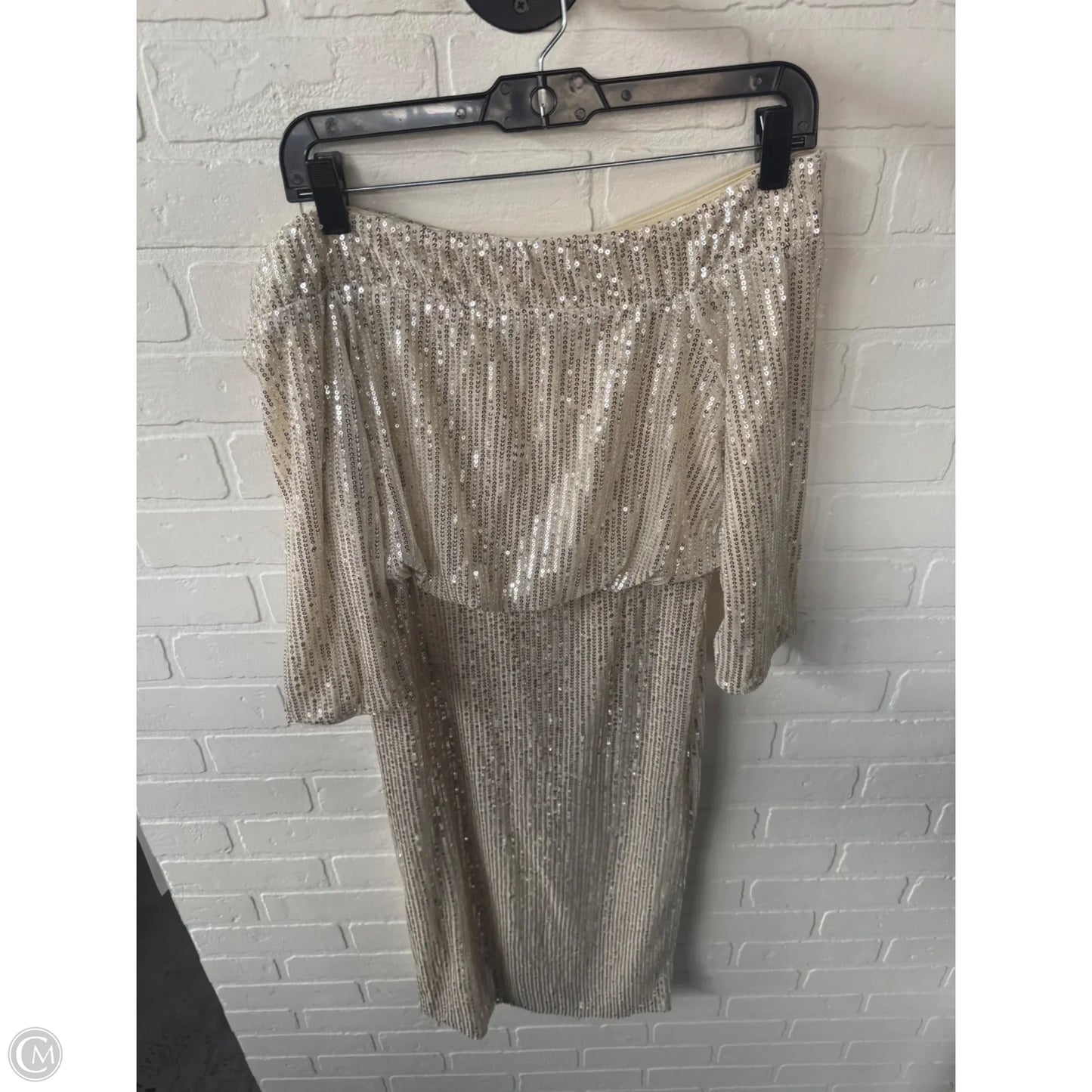 Dress Party Midi By Shein In Cream & Silver, Size: M