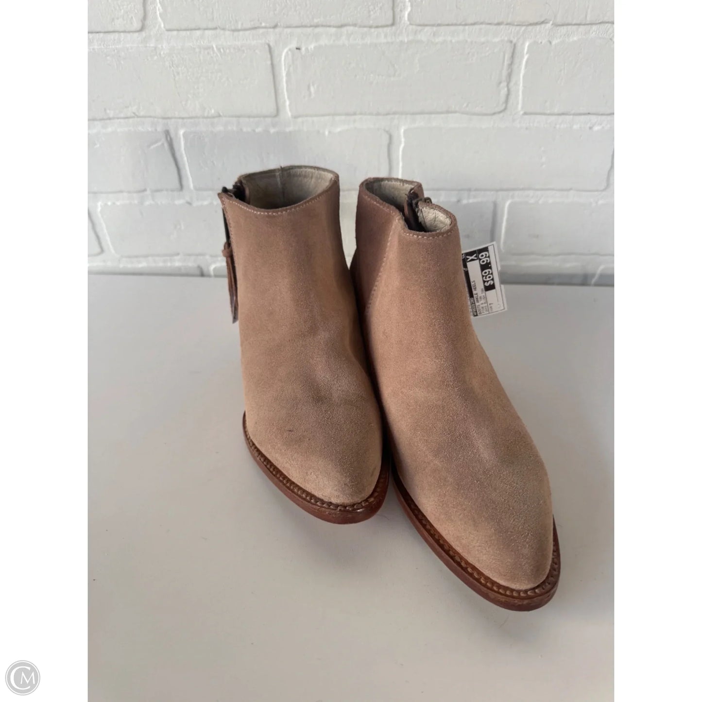 Boots Ankle Heels By Freebird In Pink & Tan, Size: 7