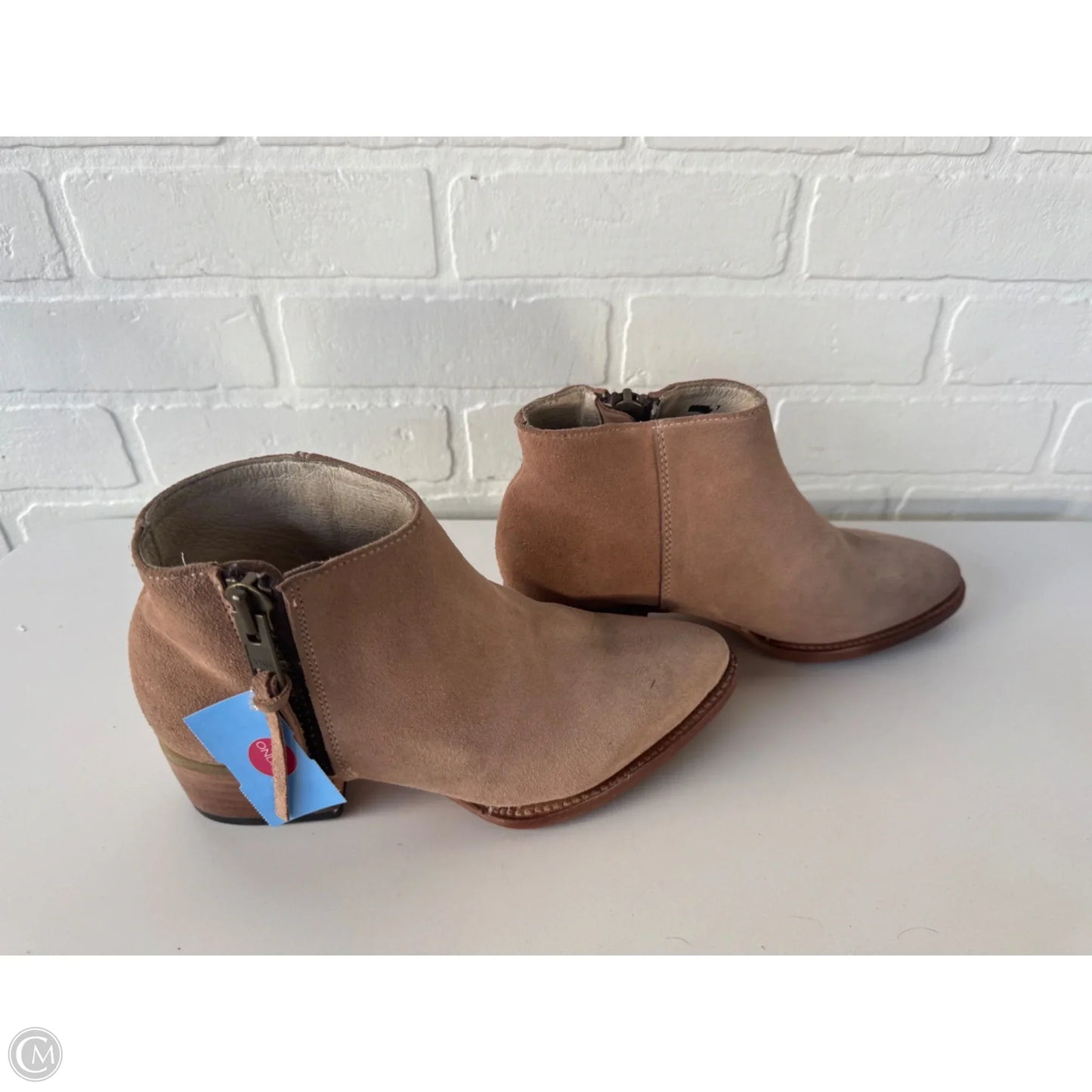 Boots Ankle Heels By Freebird In Pink & Tan, Size: 7