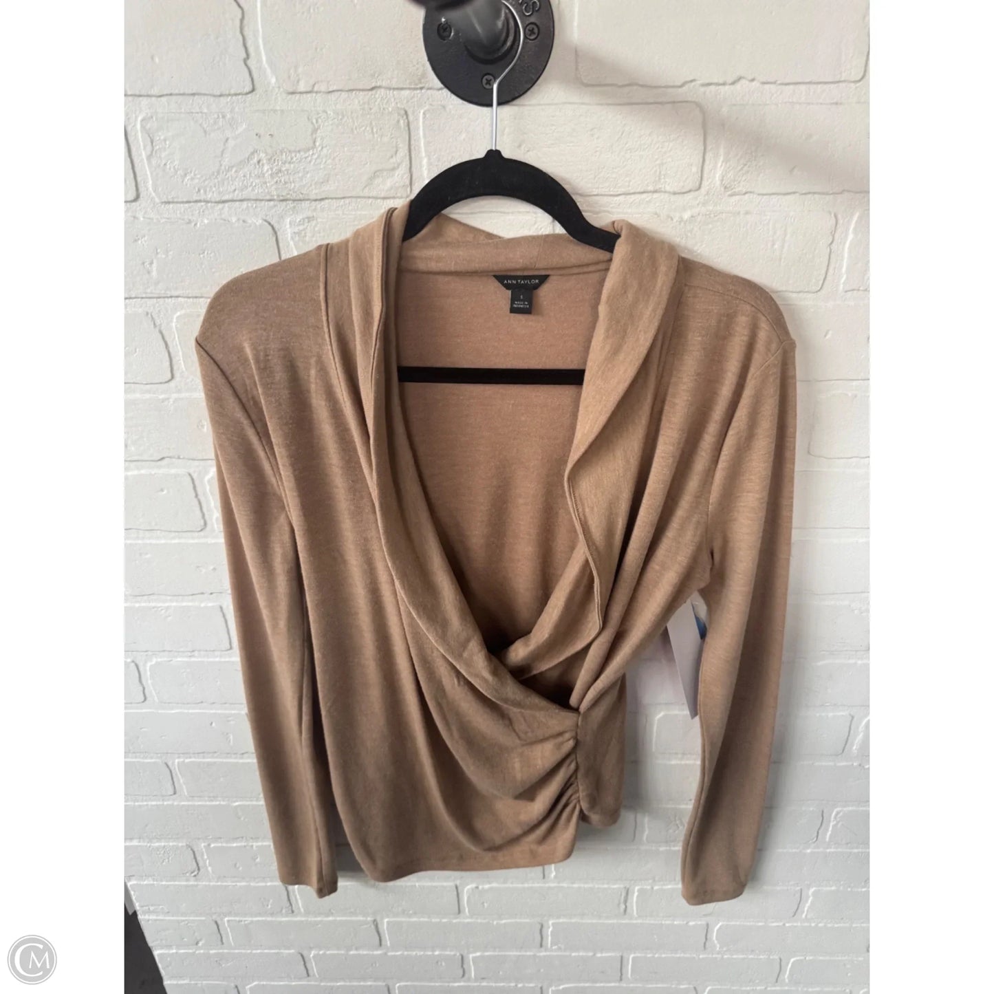 Top Long Sleeve By Ann Taylor In Tan, Size: S