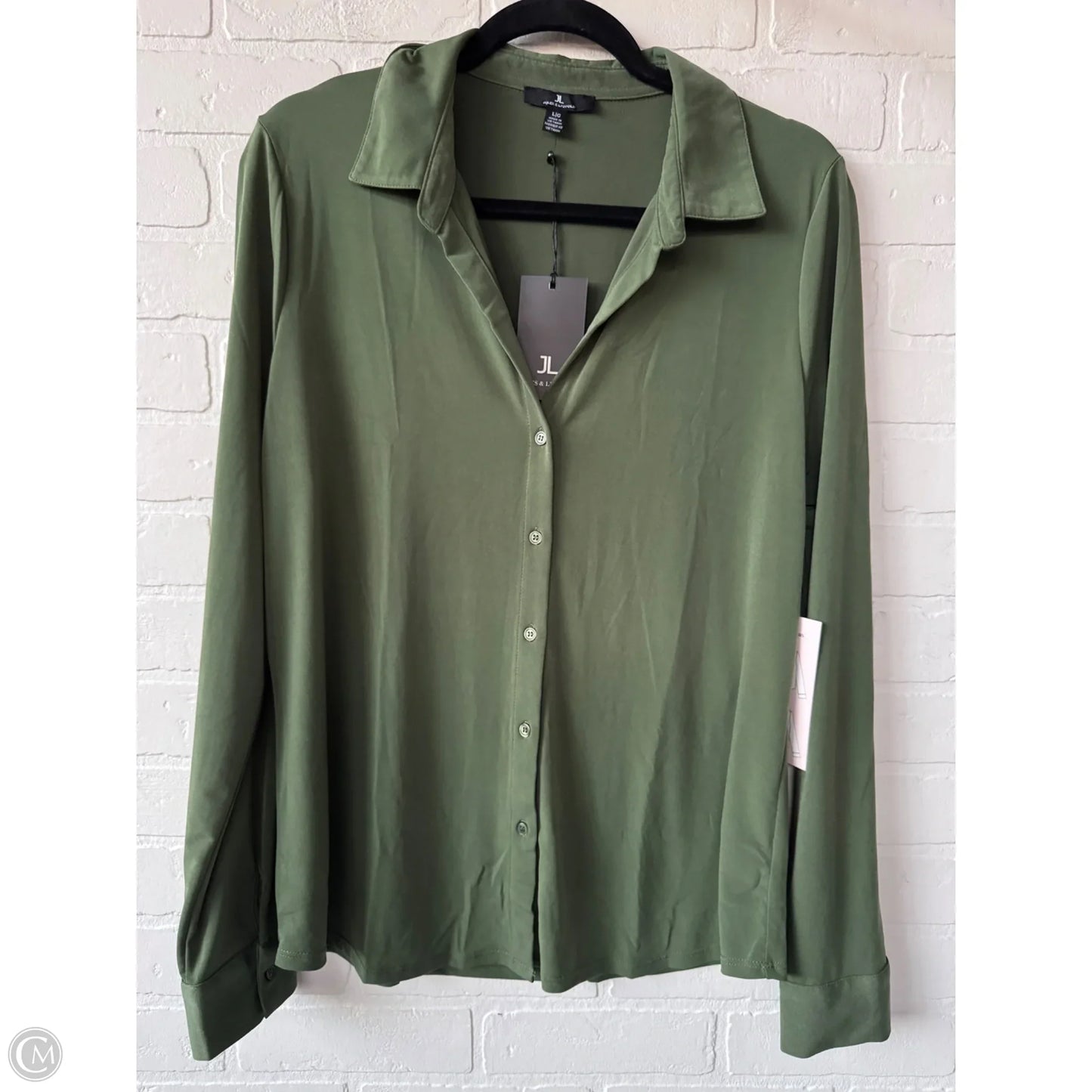 Top Long Sleeve By Jules & Leopold In Green, Size: L