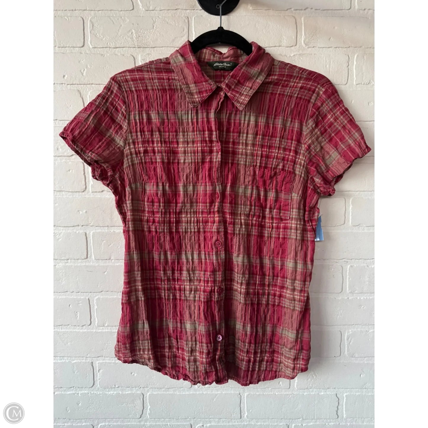 Top Short Sleeve By Eddie Bauer In Red & Tan, Size: S