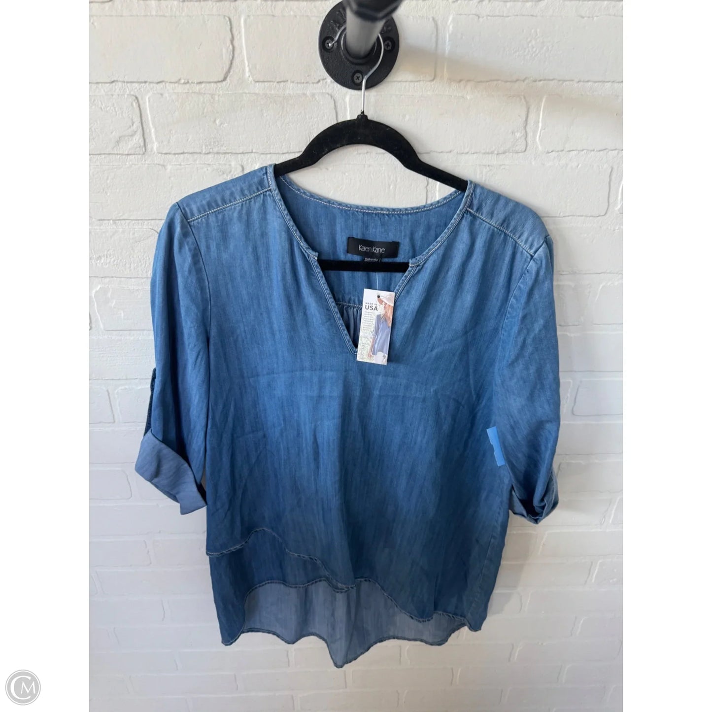 Top Short Sleeve By Karen Kane In Blue Denim, Size: S