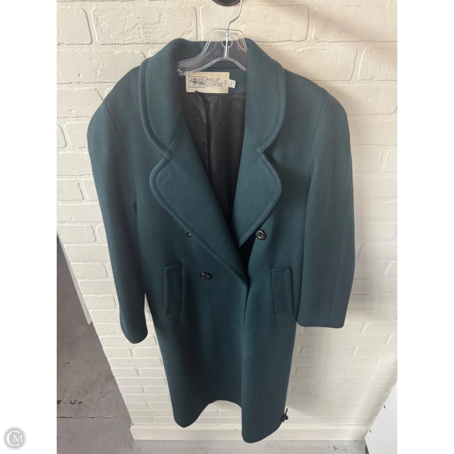 Coat Wool By Philip Courtney In Teal, Size: L