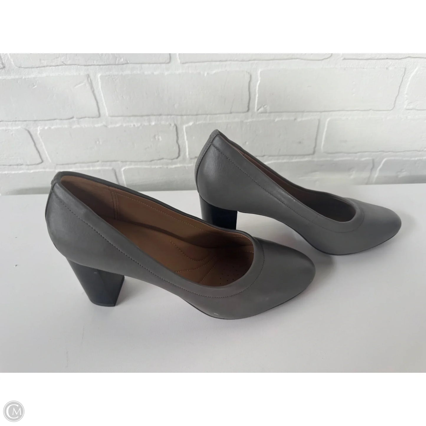 Shoes Heels Block By Clarks In Grey, Size: 6.5