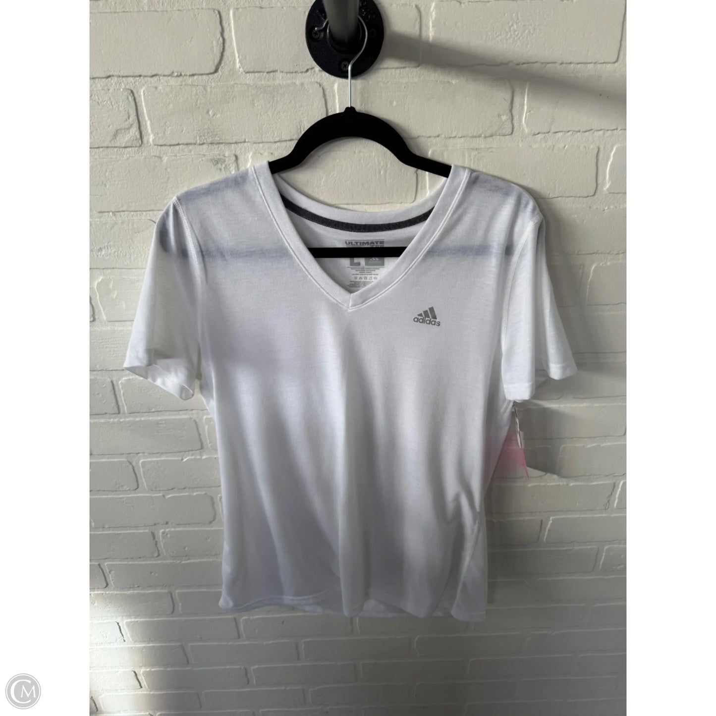 Athletic Top Short Sleeve By Adidas In White, Size: L