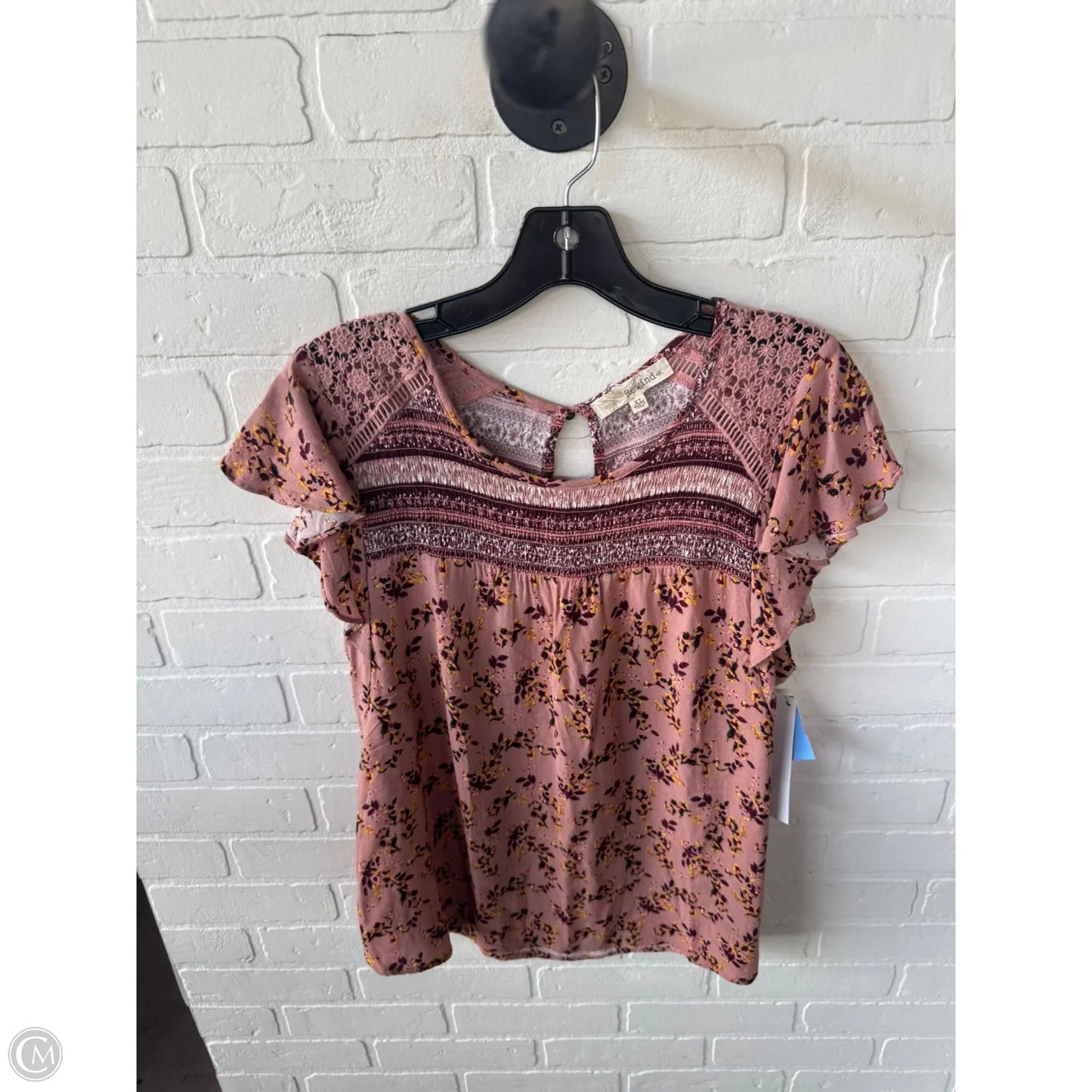 Top Short Sleeve By Rewind In Pink & Yellow, Size: Xl