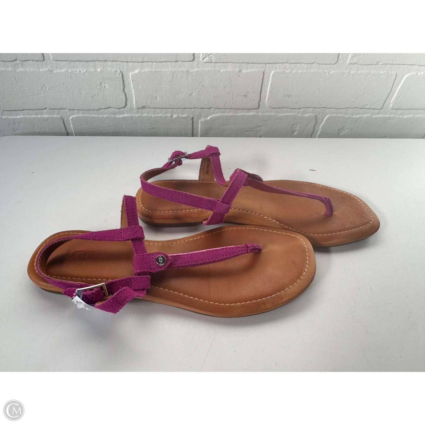 Sandals Designer By Ugg In Pink & Tan, Size: 8