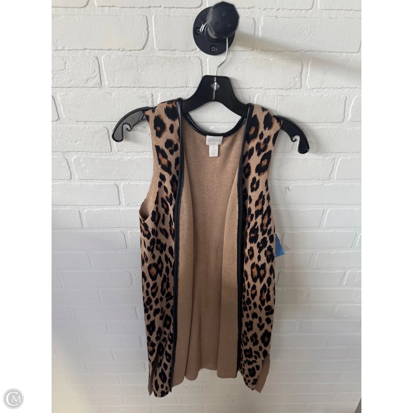 Vest Sweater By Chicos In Animal Print, Size: M