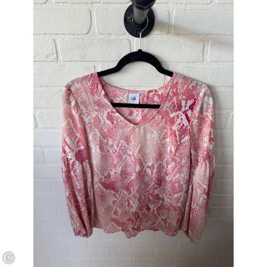 Blouse Long Sleeve By Cabi In Snakeskin Print, Size: Xs