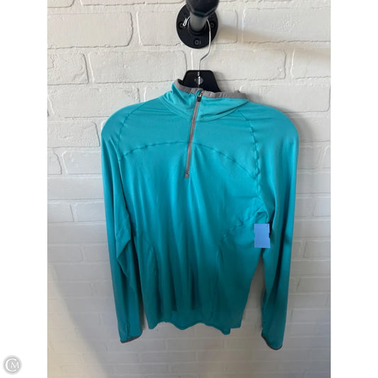 Athletic Top Long Sleeve Collar By Eddie Bauer In Blue & Grey, Size: M